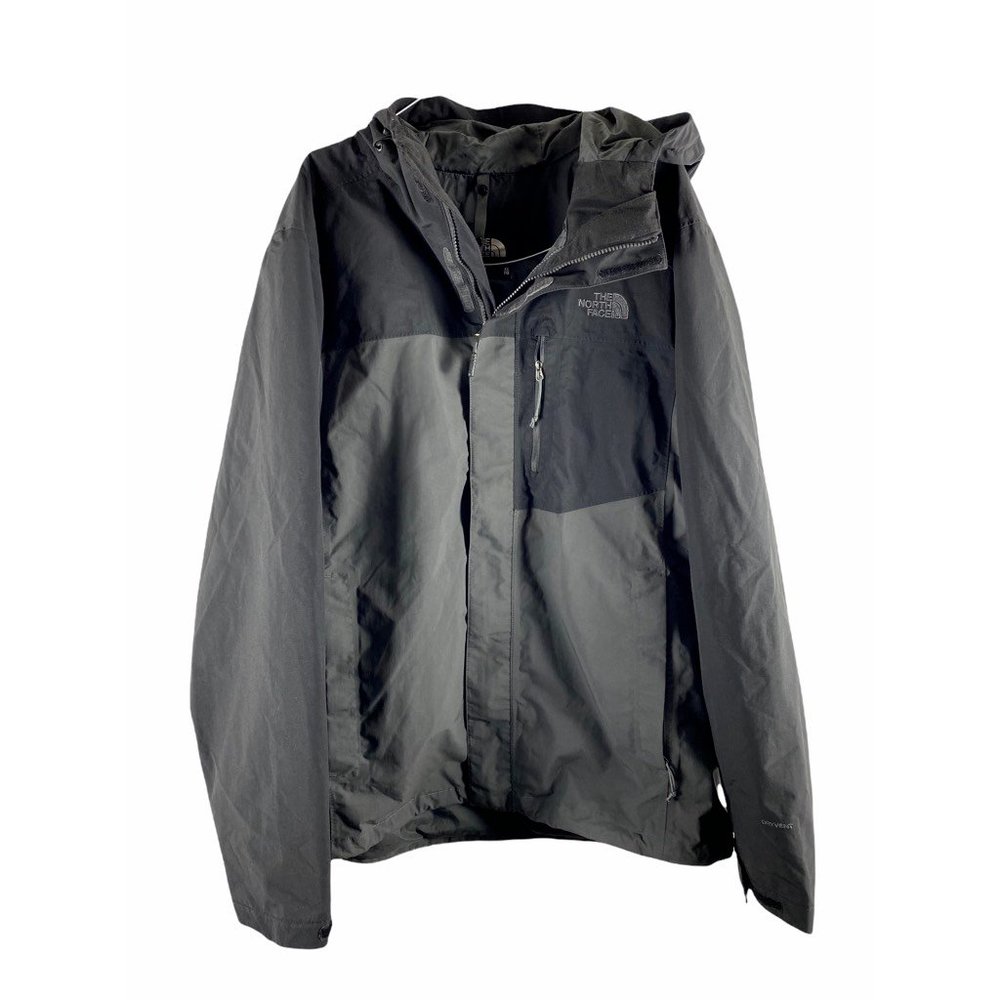 The North Face Mens Hooded Jacket Gray Black Colorblock Pockets Zipper XL